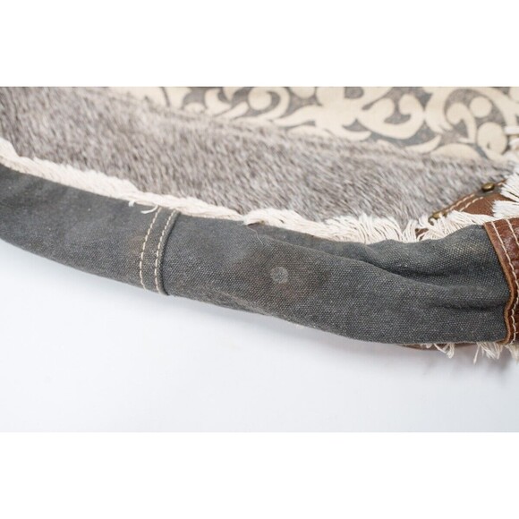 Myra Bag Leaf print Boho Gray Faux Leather & Fur accents S-115 - Picture 6 of 11